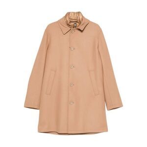 HERNO Men's Wool Blend Single-Breasted Overcoat with Quilted Collar Men NUDE &